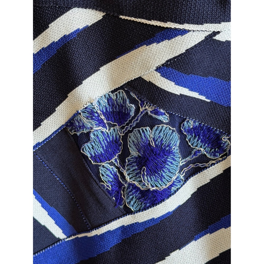 SHO by Tadashi Shoji Taura Dress Blue White Bandage Floral Cocktail Size Large - Picture 8 of 9
